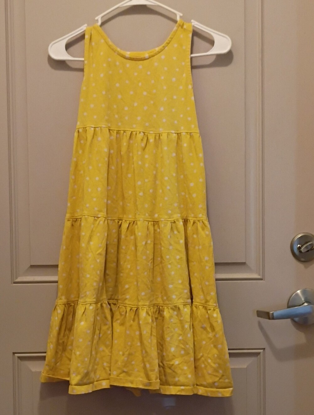 Hanna Andersson Girl's Yellow Polka Dot Tiered Dress Size 12